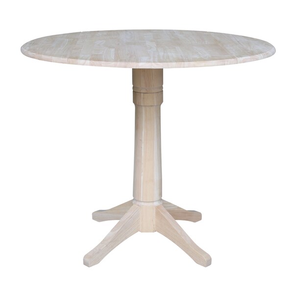 International Concepts Round 42 in Rd Dual Drop Leaf Pedestal Table, 36.3 inH, Unfinished, Ready to Finish, 42 in W, 42 in L K-42DPT-27B-6B - main